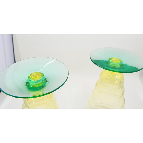 Utility Glass Works Cambodia Ware Vaseline Green Foot Ice Tea Water Goblet Set 4 - Picture 13 of 16